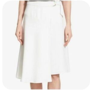 NWT Vince Camuto Boho Off-White Midi Faux Wrap Skirt with Silver Buckle - Size 2